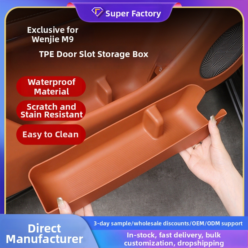 Box na skladovanie do dverí auta so silikónovou protišmykovou podložkou, kompatibilné s Wenjie M9; možnosti prispôsobenia k dispozícii.