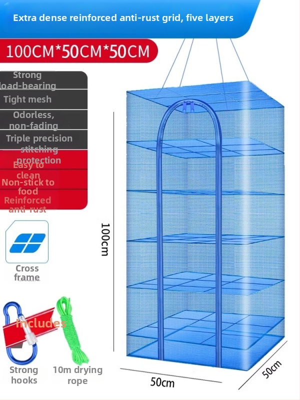 Raft mare de uscare pentru uz casnic, cu plasă pliabilă și protecție împotriva muștelor, pentru uscat pește și legume (Brand: Giant fin King; Origine: China; Material: Altul)