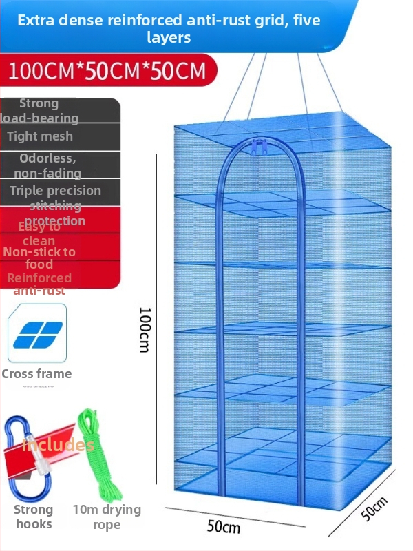 Raft mare de uscare pentru uz casnic, cu plasă pliabilă și protecție împotriva muștelor, pentru uscat pește și legume (Brand: Giant fin King; Origine: China; Material: Altul)