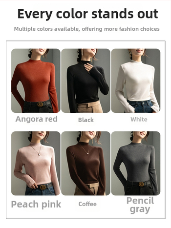 Kootud ühevärviline pikkade varrukatega T-särk stand-up kraega, kitsas lõige