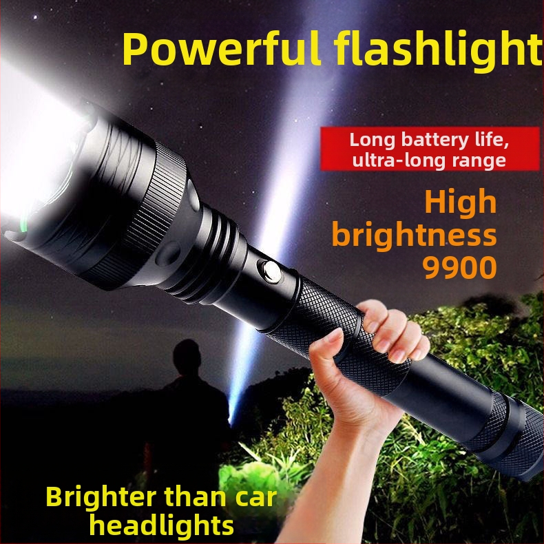 Fanhuo käsitsi LED taskulamp – laetav, alumiiniumisulam, 6800mAh, 10W, ulatus 200–500 m, mudel Anti-Riot