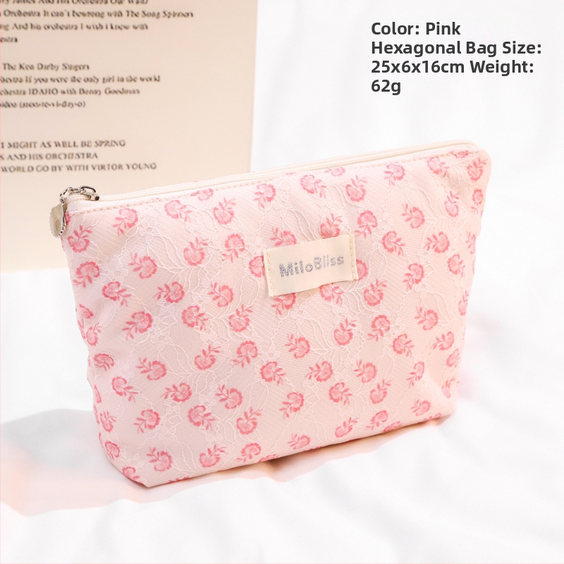 Make-up taška s veľkou kapacitou, skladacia, kvetinový vzor, mestský minimalistický štýl