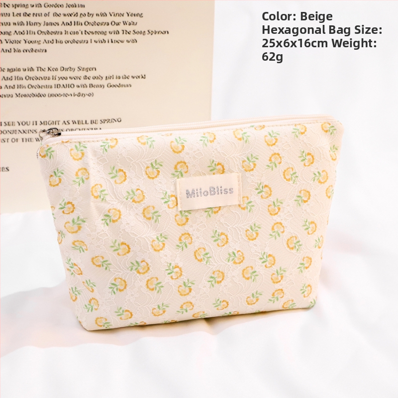 Make-up taška s veľkou kapacitou, skladacia, kvetinový vzor, mestský minimalistický štýl