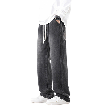 Meeste teksad Korea stiilis, sirge lõige, fliisvooder, puuvill, kõrge vöökoht