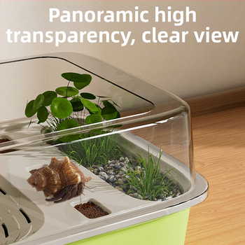 Box na chov Hermit Crab s lezeckým rámom, vodnou pumpou a úkryptom; Tank na chov korytnačiek – potreby pre domáce zvieratá (Hmotnosť 1.28 kg; Rozmanitosť Brazilian Turtle; Druh: Turtle; Tvar tela: Toy Type)