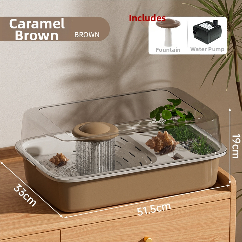 Box na chov Hermit Crab s lezeckým rámom, vodnou pumpou a úkryptom; Tank na chov korytnačiek – potreby pre domáce zvieratá (Hmotnosť 1.28 kg; Rozmanitosť Brazilian Turtle; Druh: Turtle; Tvar tela: Toy Type)