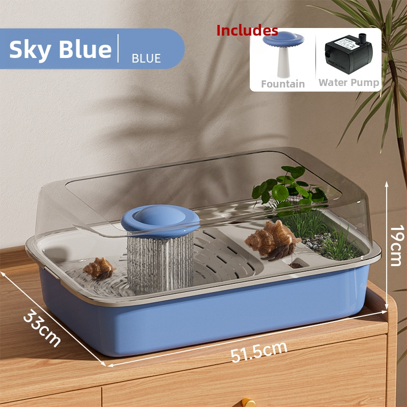 Box na chov Hermit Crab s lezeckým rámom, vodnou pumpou a úkryptom; Tank na chov korytnačiek – potreby pre domáce zvieratá (Hmotnosť 1.28 kg; Rozmanitosť Brazilian Turtle; Druh: Turtle; Tvar tela: Toy Type)