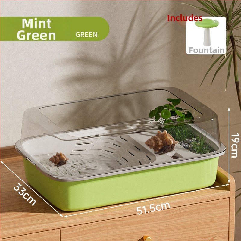 Box na chov Hermit Crab s lezeckým rámom, vodnou pumpou a úkryptom; Tank na chov korytnačiek – potreby pre domáce zvieratá (Hmotnosť 1.28 kg; Rozmanitosť Brazilian Turtle; Druh: Turtle; Tvar tela: Toy Type)