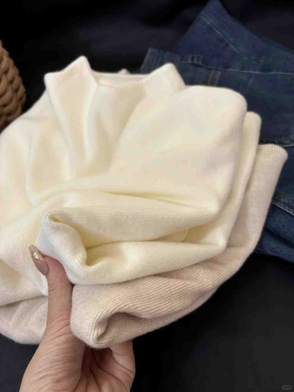 Ženski pleteni pulover za plus veličinu, za jesen-zimu, s malim stojećim ovratnikom, mekanom mješavinom vlakana, osnovni top za slojevito nošenje, korejski minimalistički stil