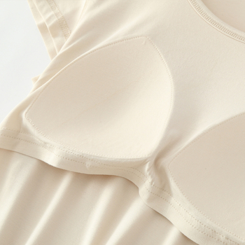 Jednodielne tehotenské nočné šaty s výplňou na prsiach, Modal-viskózna látka, okrúhly výstrih, 3/4 rukávy, priedušná domáca pyžama