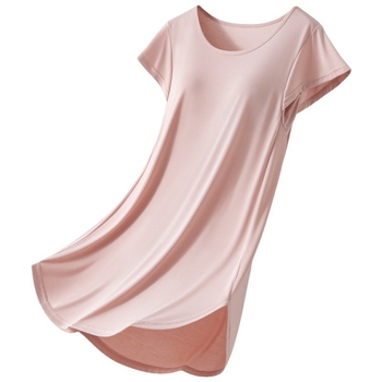 Jednodielne tehotenské nočné šaty s výplňou na prsiach, Modal-viskózna látka, okrúhly výstrih, 3/4 rukávy, priedušná domáca pyžama