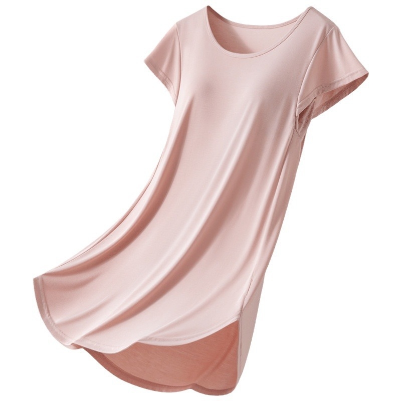 Jednodielne tehotenské nočné šaty s výplňou na prsiach, Modal-viskózna látka, okrúhly výstrih, 3/4 rukávy, priedušná domáca pyžama