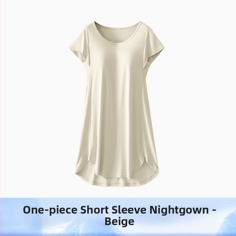 Jednodielne tehotenské nočné šaty s výplňou na prsiach, Modal-viskózna látka, okrúhly výstrih, 3/4 rukávy, priedušná domáca pyžama