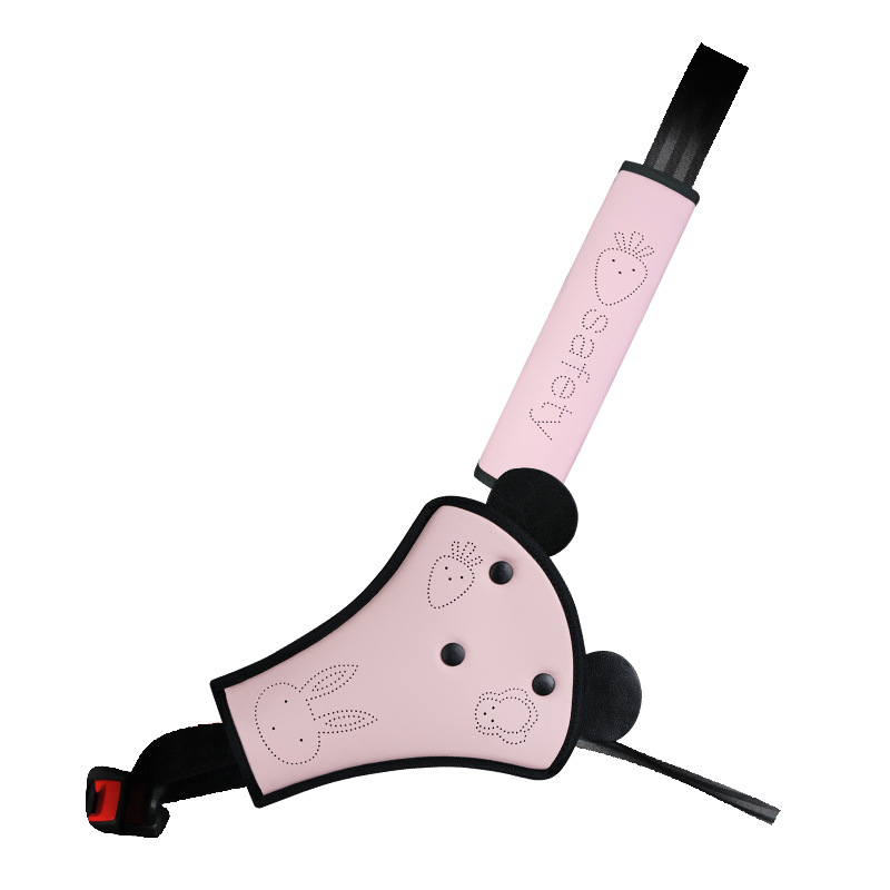 Detektor autoväz pre deti s roztomilým ramenným vankúšom a obmedzovačom brucha s roztomilým zajačikom – Materiál: PU soft leather sponge; Personalizácia k dispozícii; Nastaviteľný dizajn