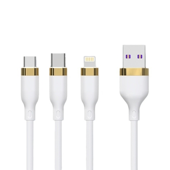 Kopaci USB kabel za podatke 3-u-1 s konektorima Lightning, USB-C i Micro USB — do 120W brzog punjenja, duljina 1–2 m, TPE materijal