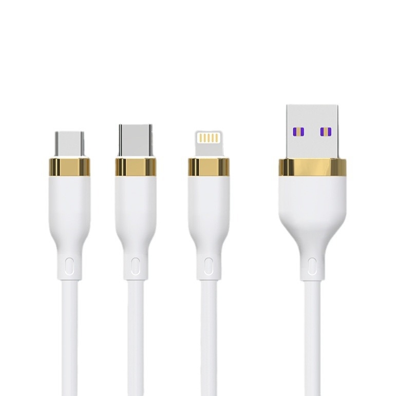 Kopaci USB kabel za podatke 3-u-1 s konektorima Lightning, USB-C i Micro USB — do 120W brzog punjenja, duljina 1–2 m, TPE materijal