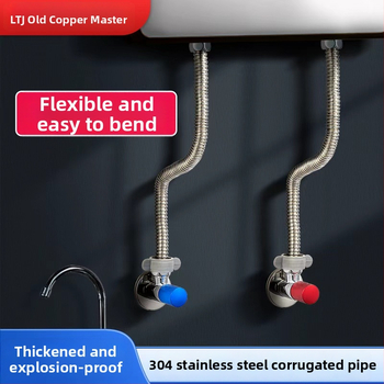 304 nerezová oceľová gofrovaná hadica pre ohrievač vody a toaletu – vstup/výstup, horúca a studená voda, závitové pripojenie, 0–95°C, 1,5 MPa