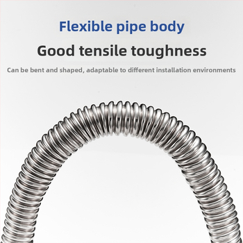 304 nerezová oceľová gofrovaná hadica pre ohrievač vody a toaletu – vstup/výstup, horúca a studená voda, závitové pripojenie, 0–95°C, 1,5 MPa