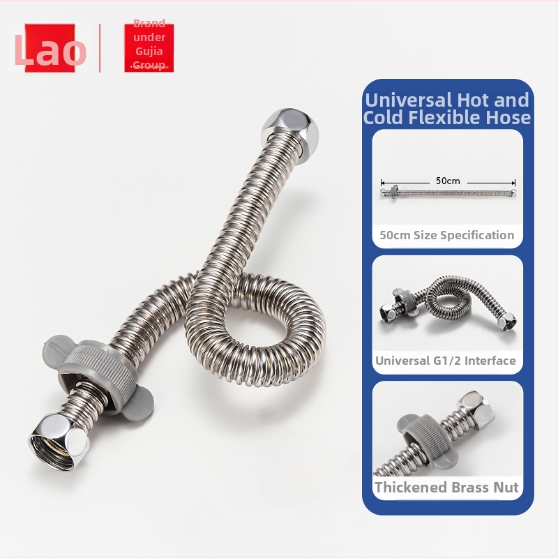 304 nerezová oceľová gofrovaná hadica pre ohrievač vody a toaletu – vstup/výstup, horúca a studená voda, závitové pripojenie, 0–95°C, 1,5 MPa