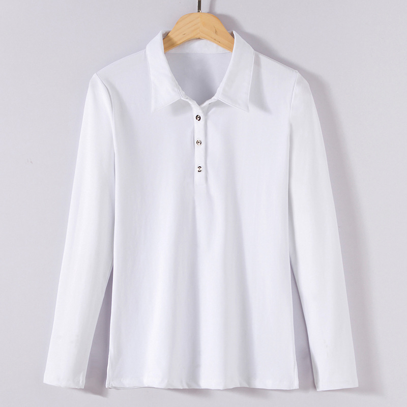 Ženska polo majica s dugim rukavima, slim fit, pamuk-elastan mješavina, jednofarbni uzorak