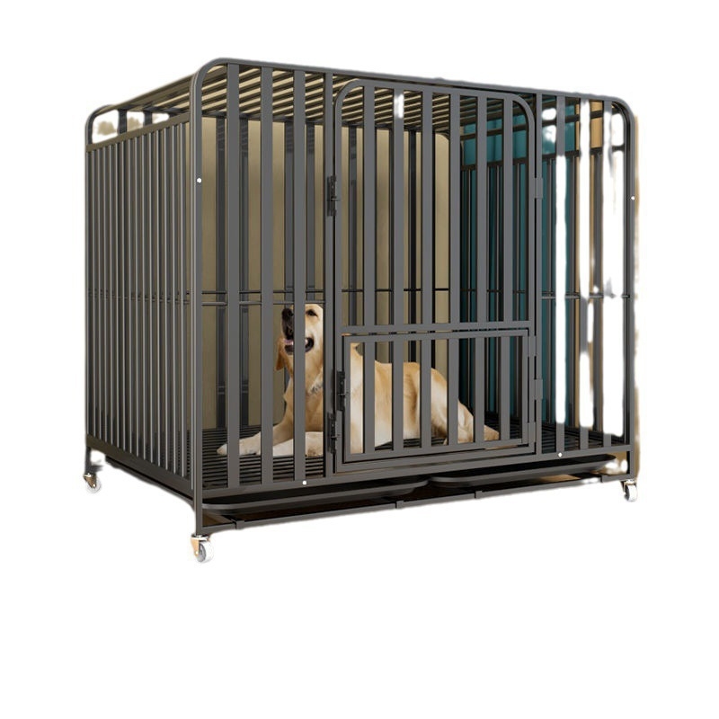 Кучешка клетка с разделение за тоалет и удебелена подсилена конструкция от неръждаема стомана, код Ue123