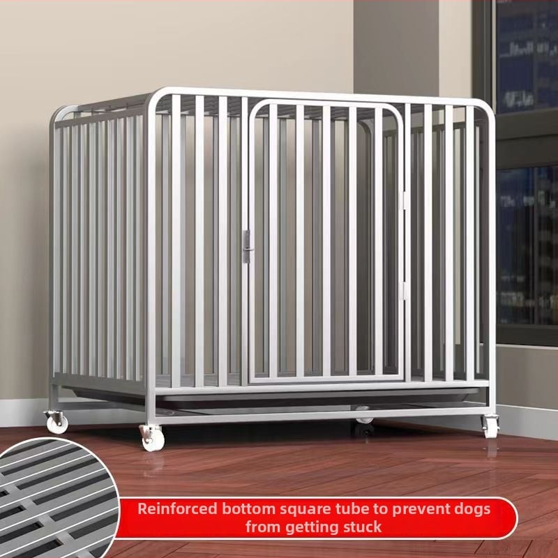 Κλουβί σκύλου με διαχωρισμό για τουαλέτα, παχυσμένη και ενισχυμένη κατασκευή από ανοξείδωτο ατσάλι, κωδικός Ue123