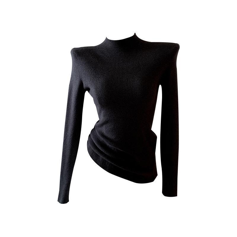 Villane kudumispull, kits lõige, poolkõrge kaelus, pikad varrukad, abstraktne muster