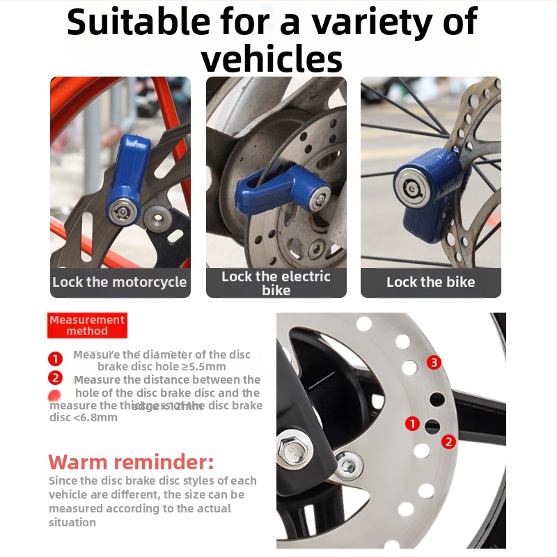 Mini alumīnija sakausējuma diska bremžu bloķētājs, piemērots motociklam, elektriskajam velosipēdam un velosipēdam – zādzību aizsardzība, pret rūsu, pret uzlaušanu, 80 g