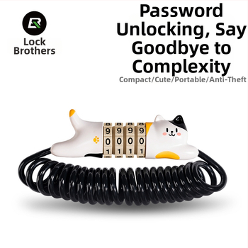 ROCKBROS parooliga lukk jalgratastele, mootorratastele ja kiivritele — kaasaskantav turvasulg, mille kabel on tsingi sulam/ABS/PVC kattega terastraadiga