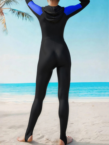 Jednostrani kupaći kostim s dugim rukavima, s blokovima boja, brzo sušenje, s jastučićima za dojke