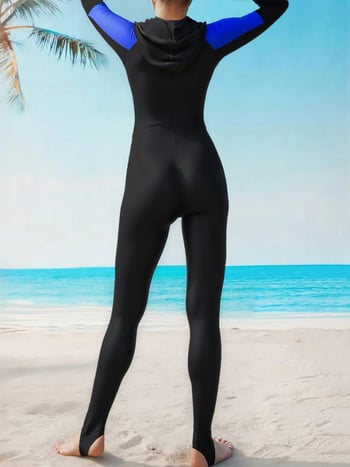 Jednostrani kupaći kostim s dugim rukavima, s blokovima boja, brzo sušenje, s jastučićima za dojke