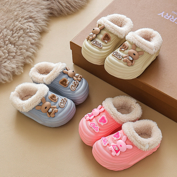 Detské papuče s karikatúrnym vzorom, horný materiál umelá koža, podrážka EVA, hrubšia podrážka