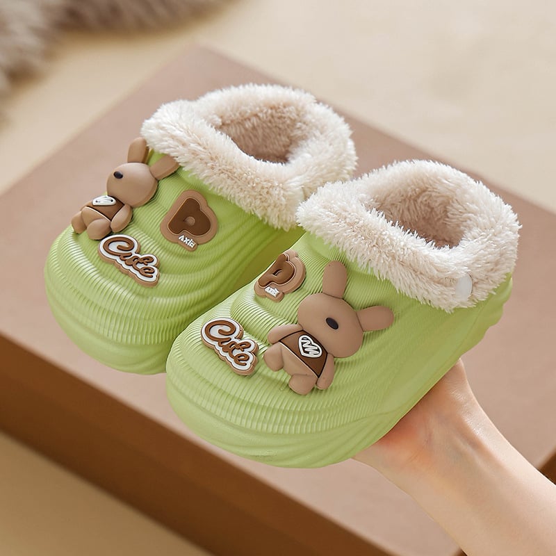 Detské papuče s karikatúrnym vzorom, horný materiál umelá koža, podrážka EVA, hrubšia podrážka