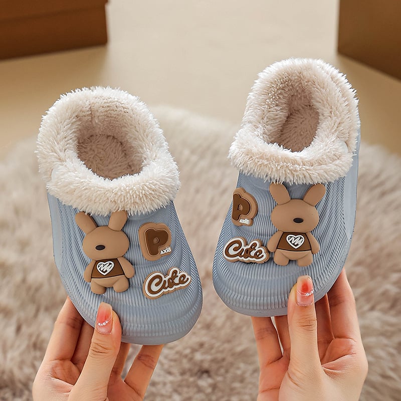 Detské papuče s karikatúrnym vzorom, horný materiál umelá koža, podrážka EVA, hrubšia podrážka