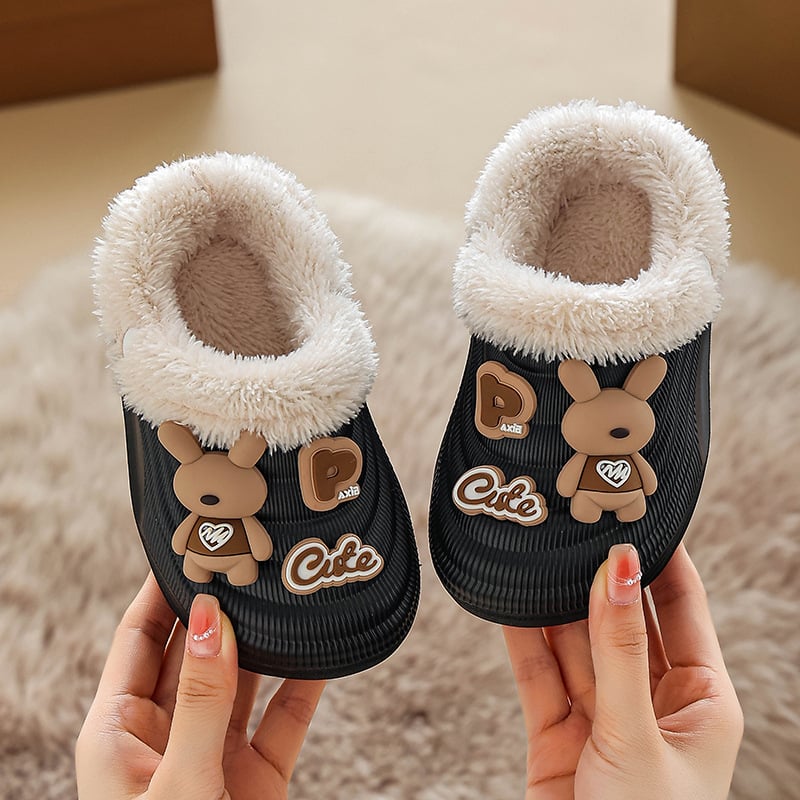 Detské papuče s karikatúrnym vzorom, horný materiál umelá koža, podrážka EVA, hrubšia podrážka