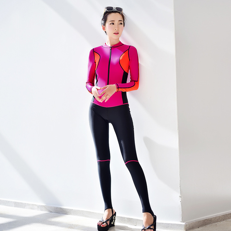 Naiste üheosaline ujumistrikoo UV-kaitse, nailonist materjal, paneelne muster, sobib sukeldumiseks ja ujumiseks, kogu aasta vältel