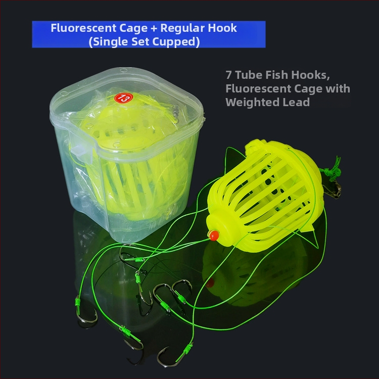 Žiarivý set na lov kapra s výbušným háčikom, fluoreskujúcim háčikom Eagle Claw Iseni, klietka na návnadu