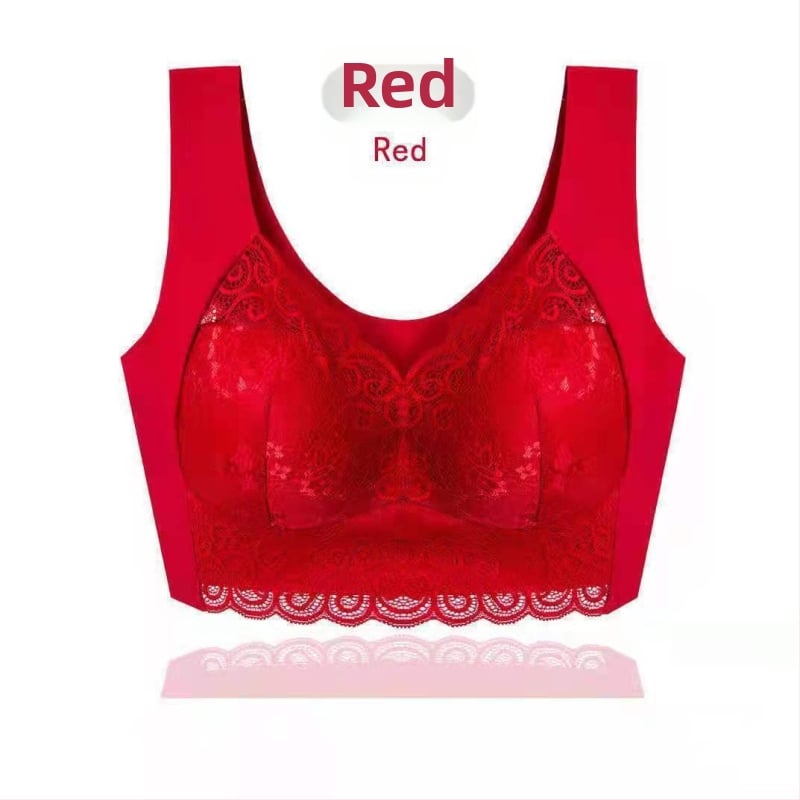 Podprsenka z čipky bez kovových krúžkov, vestový štýl, Ice Silk látka, plná miska, tvarovaná miska, pevné dvojité ramienka