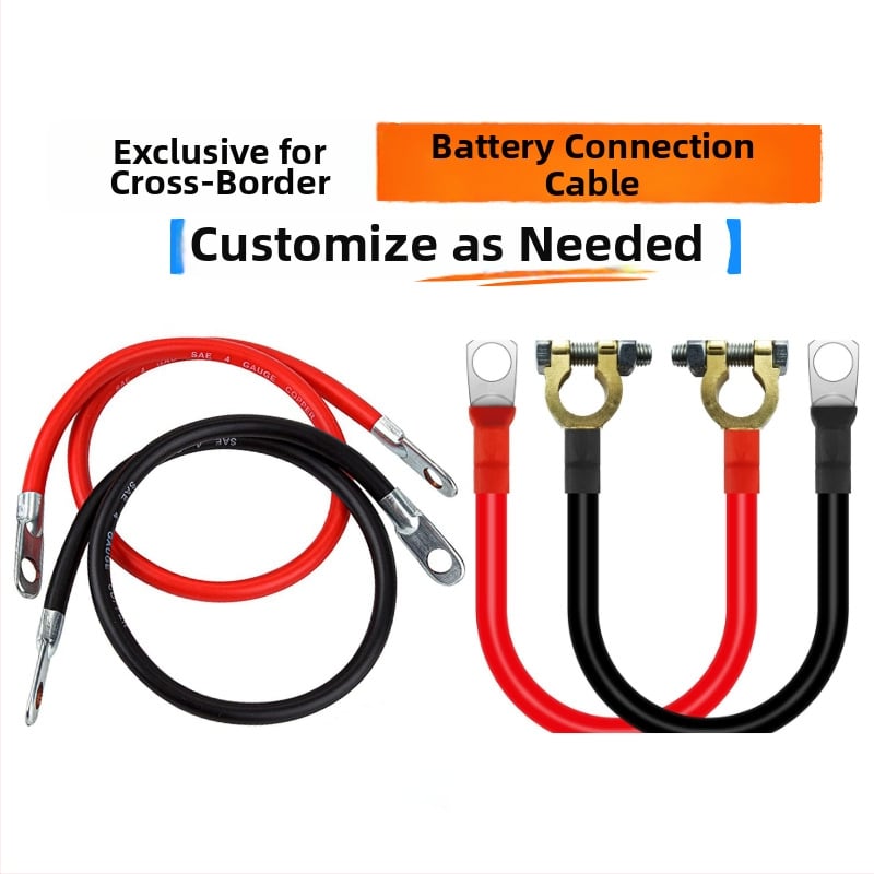 Vlastný vyrobený kábel na pripojenie batérie pre solárny invertor, s terminálmi, Kód produktu X-d001, Rozsah použitia: solárne fotovoltické panely, batérie v autách, lode