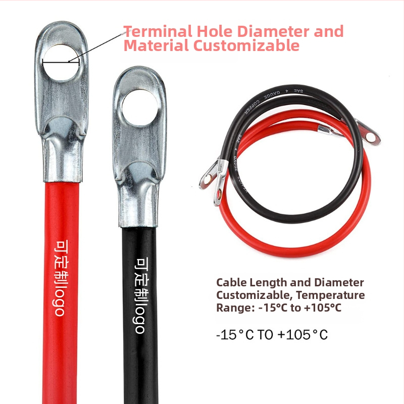 Vlastný vyrobený kábel na pripojenie batérie pre solárny invertor, s terminálmi, Kód produktu X-d001, Rozsah použitia: solárne fotovoltické panely, batérie v autách, lode