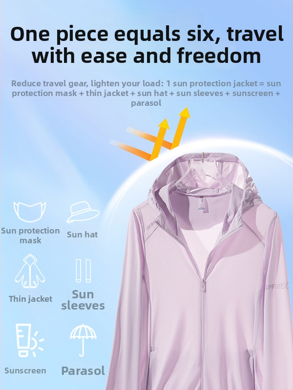 Ženski ljetni top s UV zaštitom, Ice Silk tkanina, kapuljača, vanjska jakna