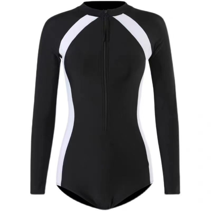 Üheosalise ujumistrikoo pikkade varrukatega, ühtlane muster, polüsterkangas ja polüestri vooder, rinna padjad, ilma metallilise toestuta, sobib ujumiseks ja veespordiks