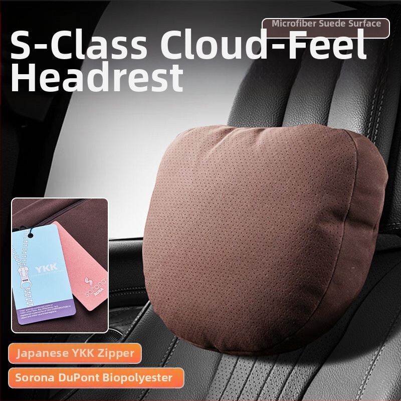 Universālais auto galvas spilvens ar jostas atbalstu, perforēta samta virsma, bio fleece pildījums, visu sezonu, pielāgojams