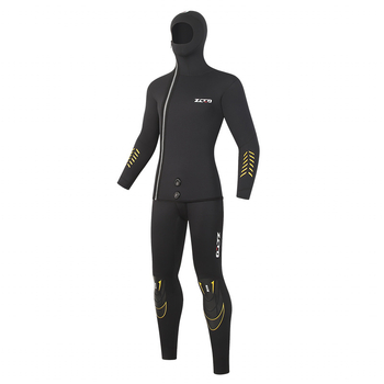 Neoprénový oblek s kapucňou, 5 mm, dvojdielny set, predný zips, na potápanie a rybolov