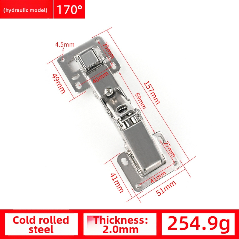 Skriňový dverový pánt – hydraulické tlmenie, bez otvorov, za studena valcovaná oceľ, niklované, model A1