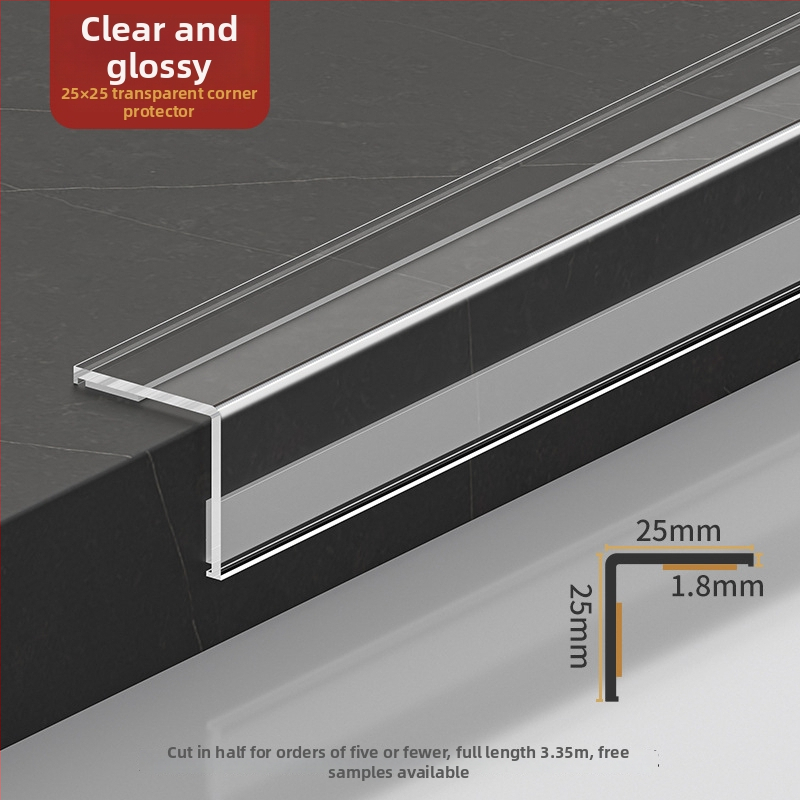 PVC stūra aizsargs sienai, pašlīmējošs, L-veida malas profils, 3,35 m garums, keramisko flīžu malu aizsardzībai
