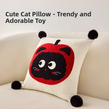 Panya vankúš s jadrom, povrch bavlna a ľan, vyšívaný vzor cartoon, PP bavlna výplň