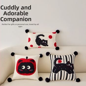 Panya vankúš s jadrom, povrch bavlna a ľan, vyšívaný vzor cartoon, PP bavlna výplň