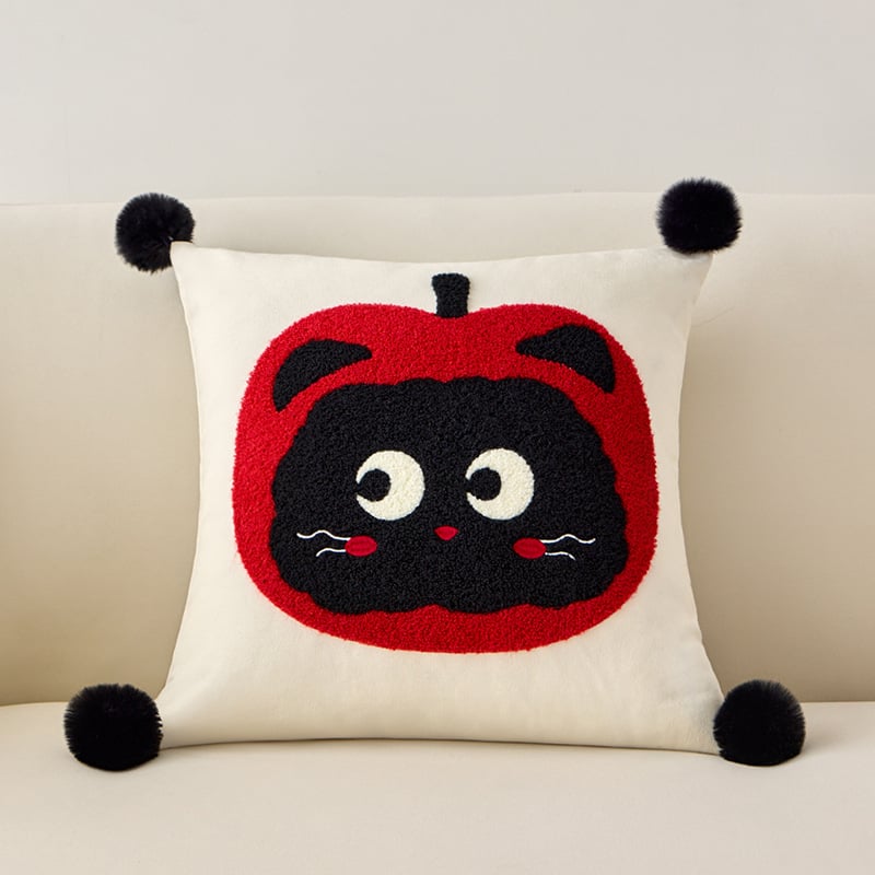 Panya vankúš s jadrom, povrch bavlna a ľan, vyšívaný vzor cartoon, PP bavlna výplň