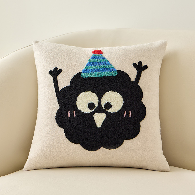 Panya vankúš s jadrom, povrch bavlna a ľan, vyšívaný vzor cartoon, PP bavlna výplň